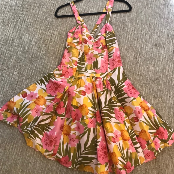 NWOT Silk fit and flare dress in tropic print - Picture 6 of 8